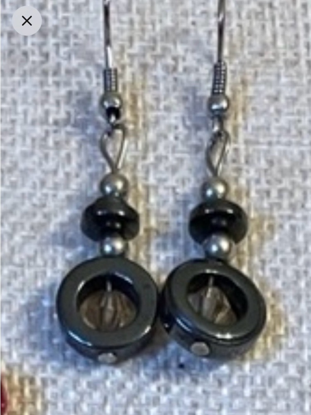 MOTHER OF PEARL PENDANT ON SEED BEAD AND CRYSTAL CHAIN / MATCHED EARRINGS - Picture 12 of 13